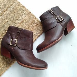 KORK EASE Issa brown leather buckle ankle booties